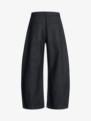 Vintage Pinstripe Pleated Wide-Leg Barrel Pants 