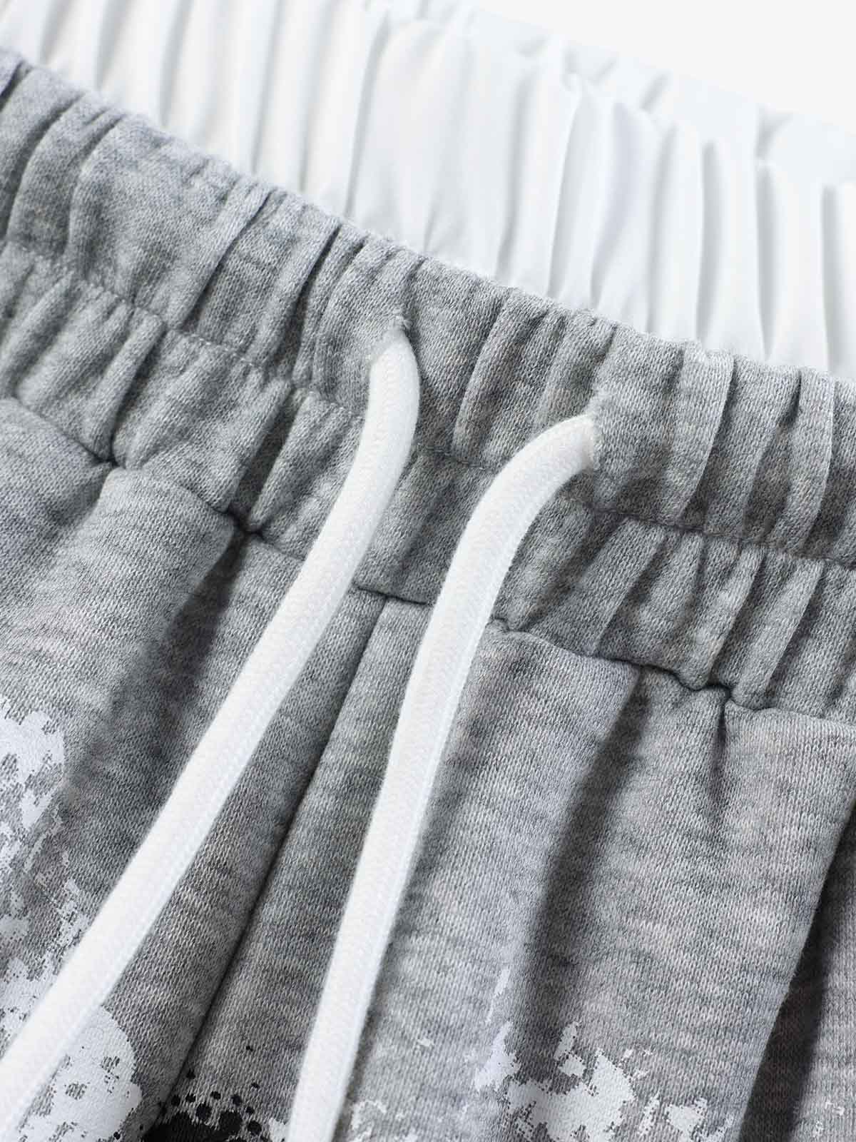 Graffiti Baggy Sweatpants – Double Waist Curved Stripe Streetwear Joggers