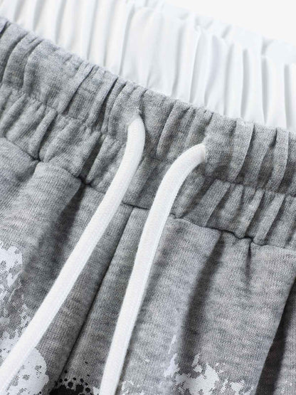 Graffiti Baggy Sweatpants – Double Waist Curved Stripe Streetwear Joggers