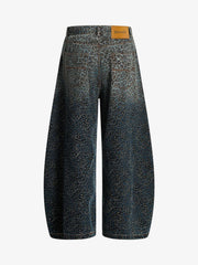 Street Leopard Print Barrel Jeans 