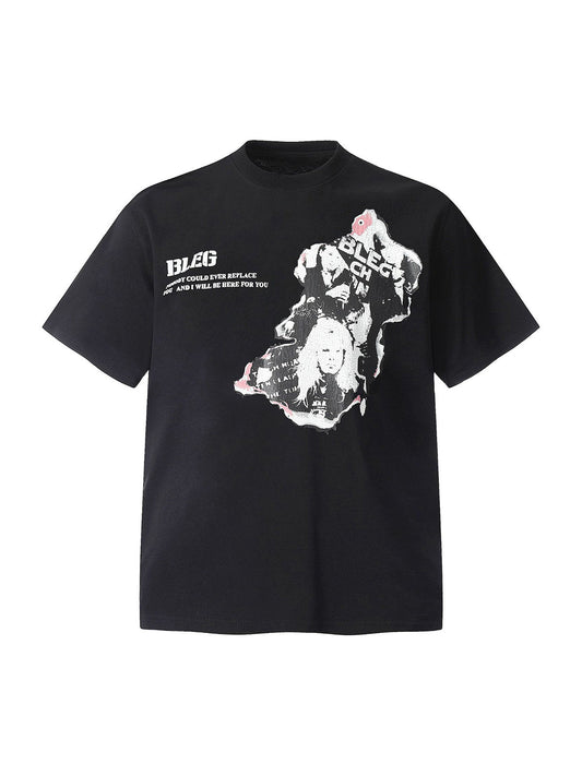 Street Hip-hop Portrait Print T-shirt 