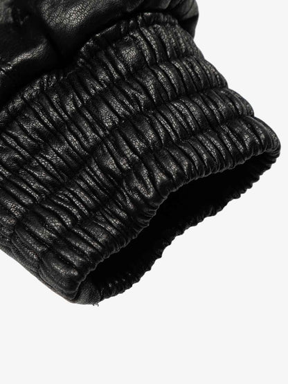 Street Functional PU Leather Panel Workwear Pocket Bomber Jacket 