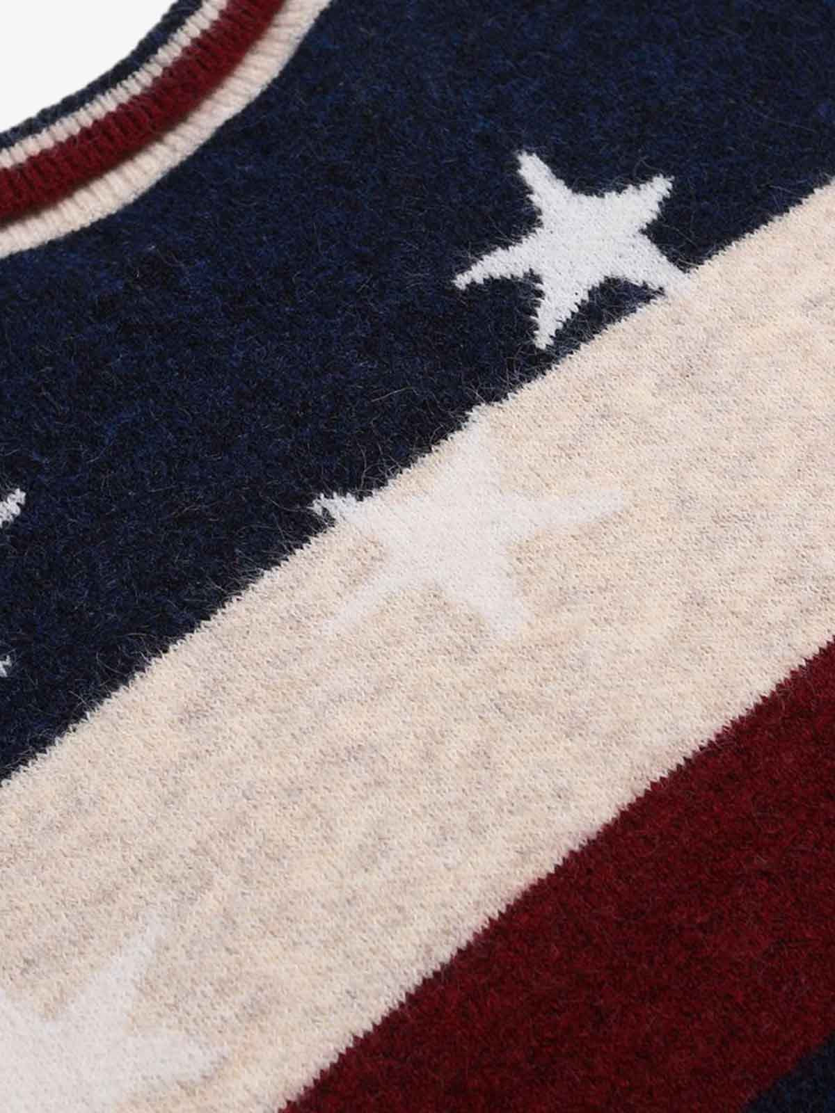 Patriotic Striped Sweater with Bold Number Design 