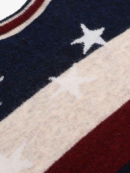 Patriotic Striped Sweater with Bold Number Design 