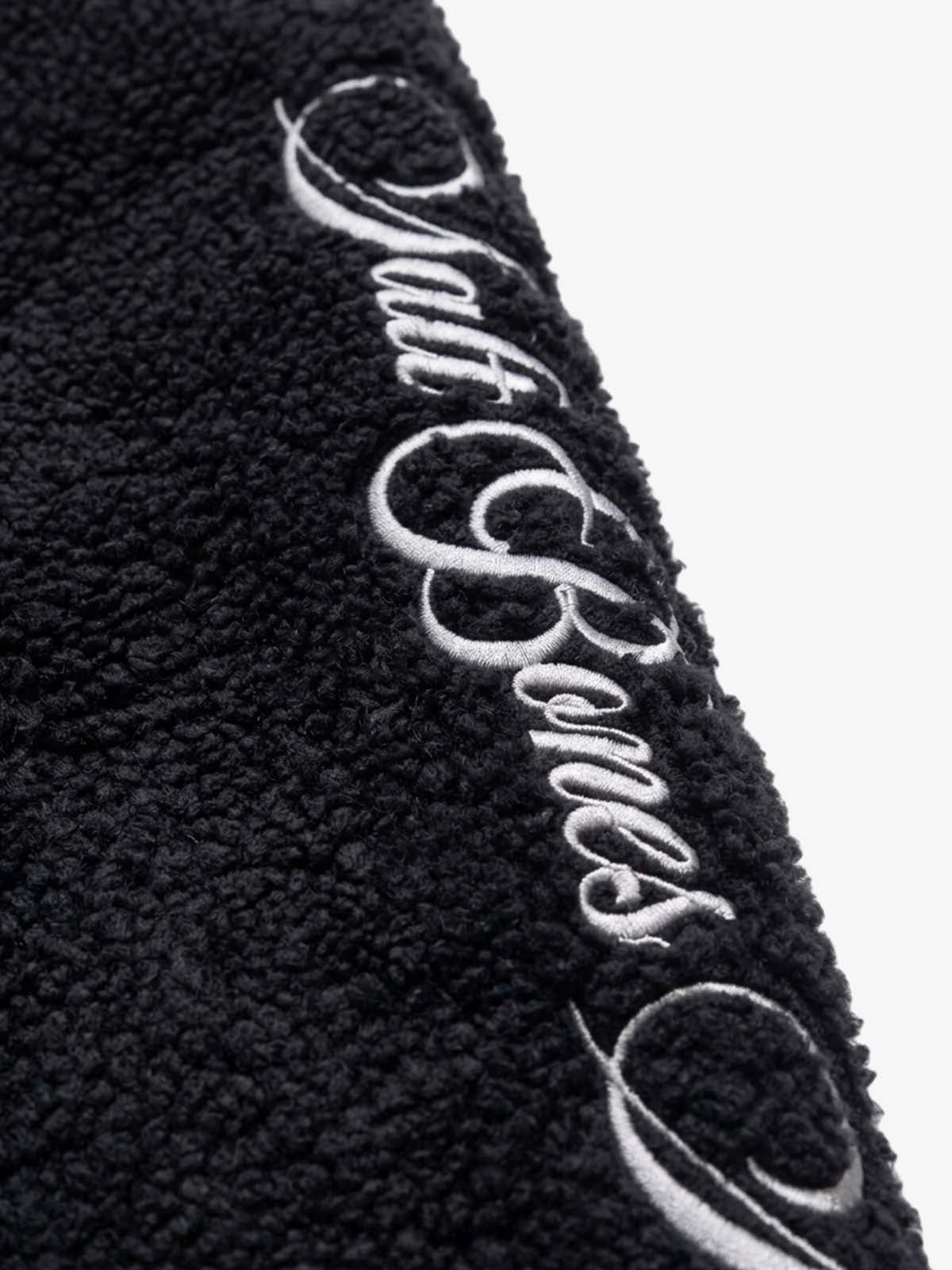 Plush Script Graphic Curved-Leg Pants