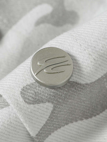 Light Grey Tactical Camo Pleated Denim Shirt 