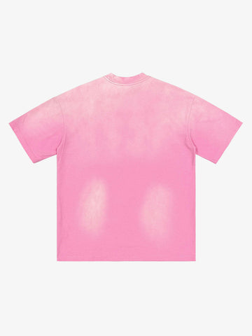 Washed Vintage Sticker Print T-Shirt 