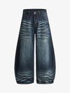 Wide-Leg Denim Jeans with Distressed Look for Women 