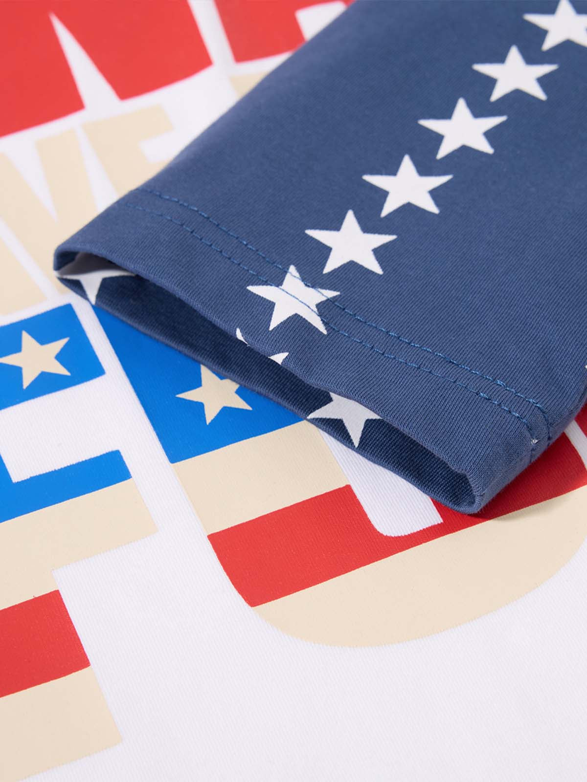 American Flag Star Graphic Color Block Long Sleeve Tee