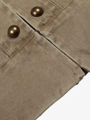 Military Buttoned Shoulder Epaulets Cropped Jacket
