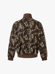 Leopard Pattern Boxy Fit Track Jacket