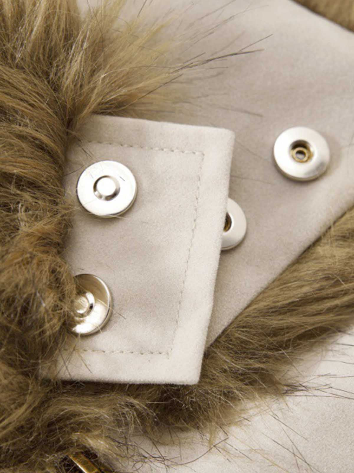 Detachable Fur-Trim Stand Collar Suede Zip-Up Jacket
