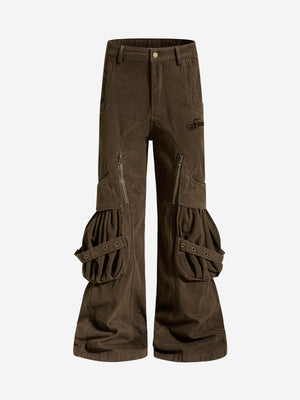 Logo Embroidered Multi-Pocket Flared Pants