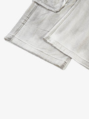 Washed Multi-Pocket Wide-Leg Cargo Jeans