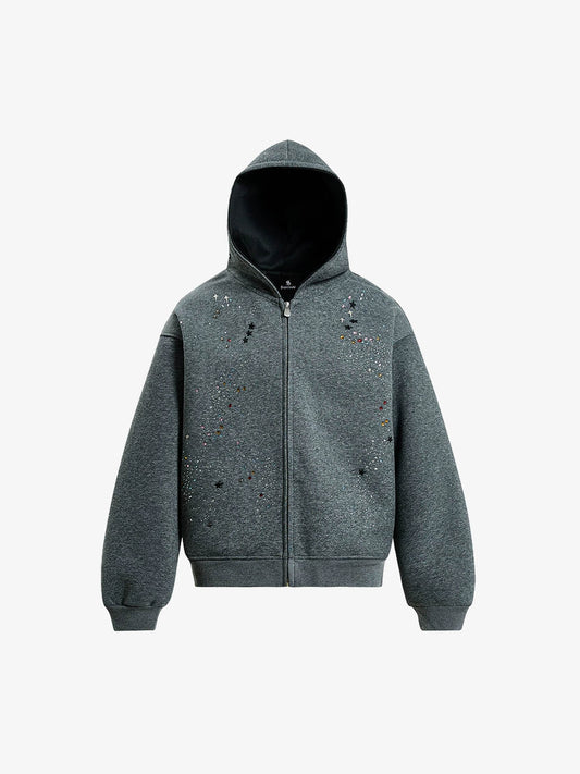 Strass-Kapuzenjacke mit Reißverschluss