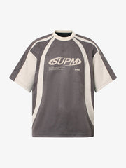 Jersey Deconstructed Contrast Color Stitching Print T-Shirt - 2407 