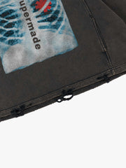 X-Ray Skull Graphic Distressed Washed Boxy Hoodie