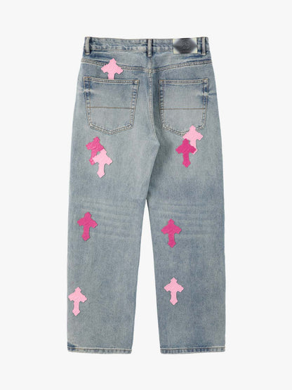 Supermade Retro Distressed Print Heavyweight Canvas Baggy Pants 