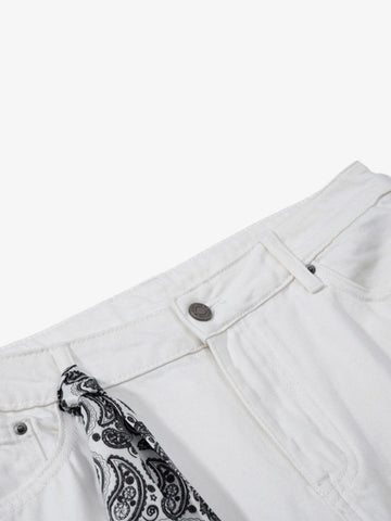 Bandana Accent Cream Flare Pants 