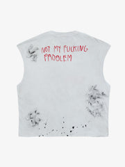 Cotton Ripped Sleeveless Tank Top with Frayed Hem and Cut-Out Details for Edgy Streetwear Style 