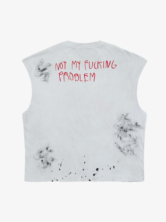 Cotton Ripped Sleeveless Tank Top with Frayed Hem and Cut-Out Details for Edgy Streetwear Style 