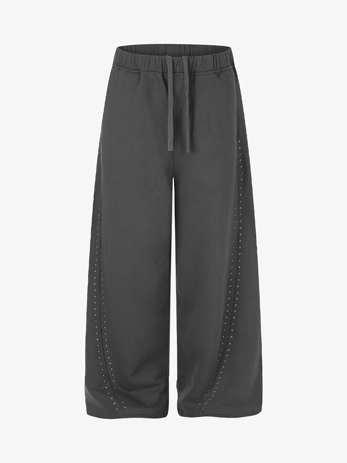 Studded Curved-Seam Wide-Leg Sweatpants