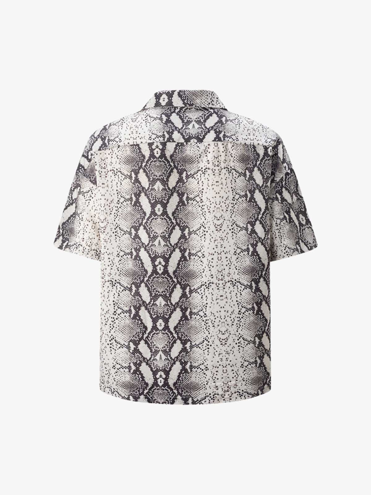 Thesupermade Street Snake Print Short-sleeved Floral Shirt 