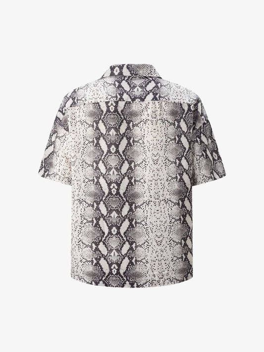 Thesupermade Street Snake Print Short-sleeved Floral Shirt 