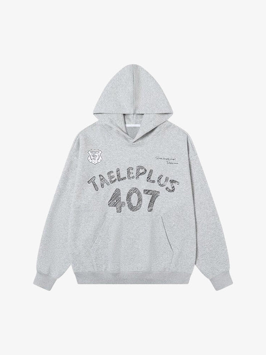 Graffiti Letters And Numbers Print Hoodie 