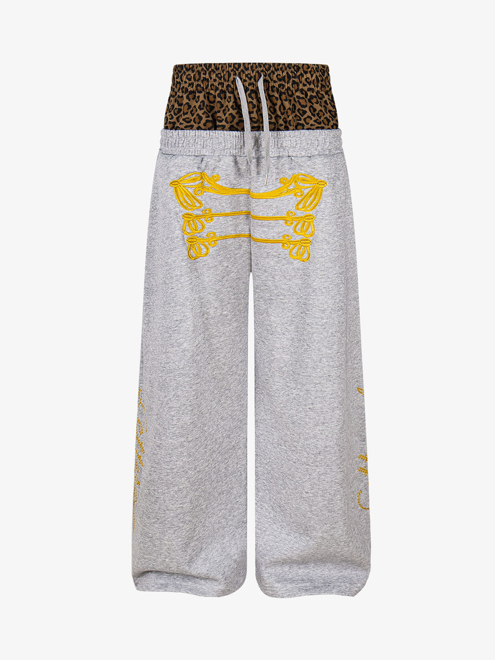 Leopard Double Waist Napoleon Embroidered Sweatpants