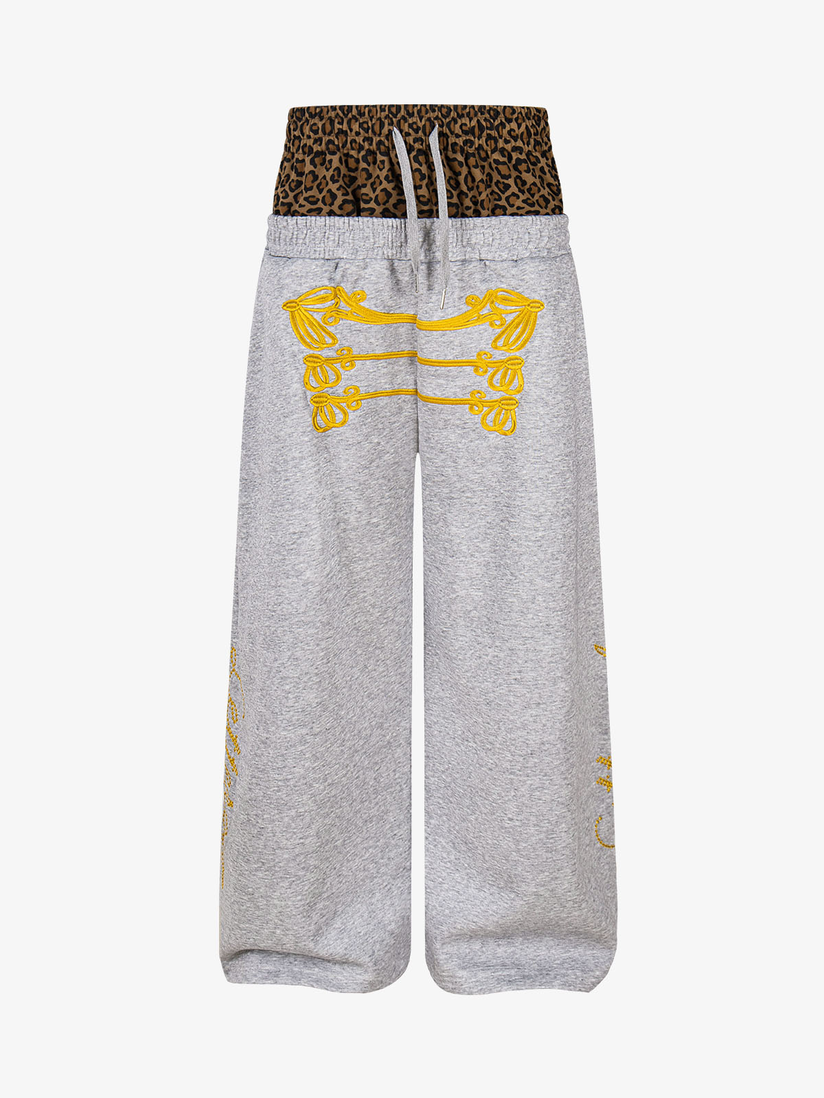 Leopard Double Waist Napoleon Embroidered Sweatpants