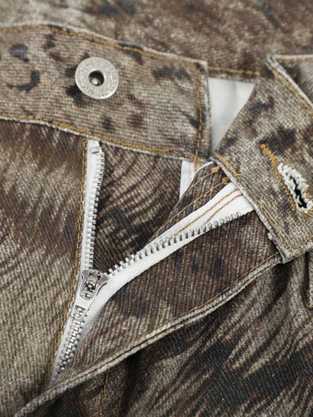 Leopard Tiger Curved-Leg Jeans 