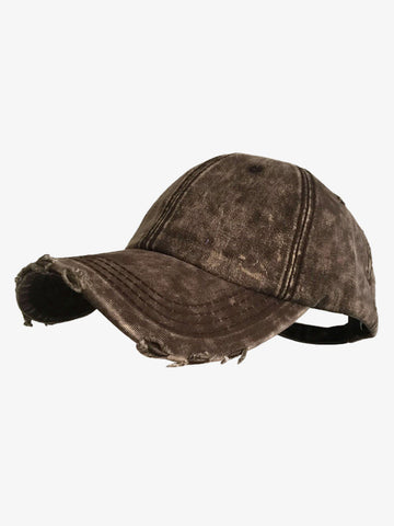 Washed Distressed Frayed Brim Baseball Cap 