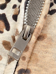 Gradient Leopard Distressed Zip Hoodie; Leopard / S, Leopard / M, Leopard / L, Leopard / XL, Leopard / 2XL