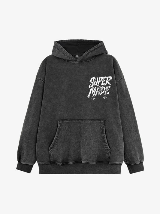 Distressed Graphic Hoodie with Bold Demon Design for Men 