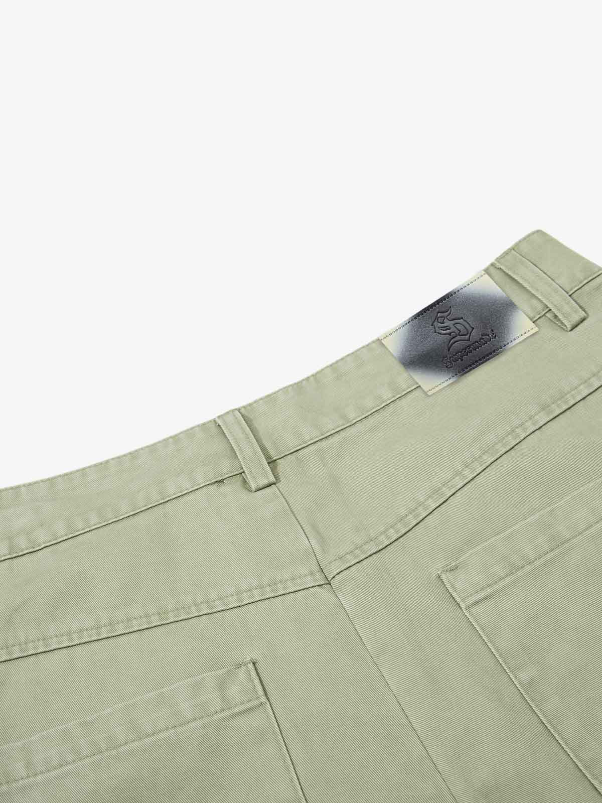 Heavy-Duty Studded Curved Wide-Leg Pants 