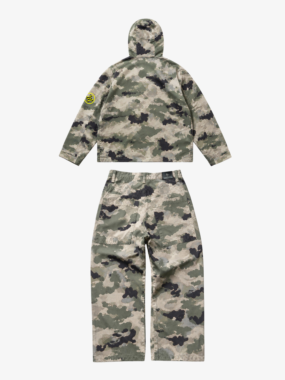 Camo Graphic Patch Hooded Jacket & Cargo Pants Set