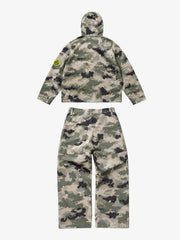 Camo Graphic Patch Hooded Jacket & Cargo Pants Set