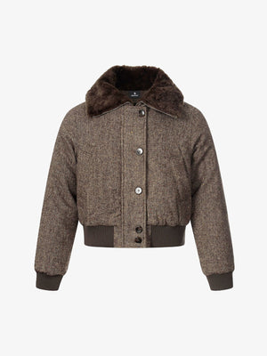 Stylish Bomber Jacket with Faux Fur Collar - Perfect for Casual and Outdoor Wear 