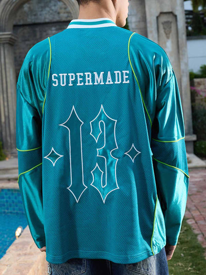 Supermade American Gothic Font Satin Mesh Jersey 