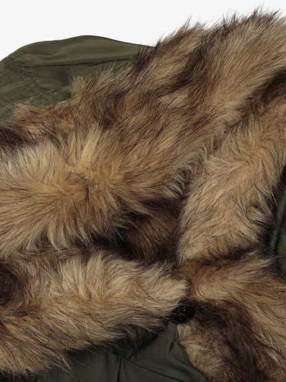 Winter Warmth Faux Fur Trimmed Bomber Jacket for Women 