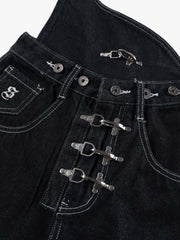 Detachable One-Shoulder Denim Overalls 