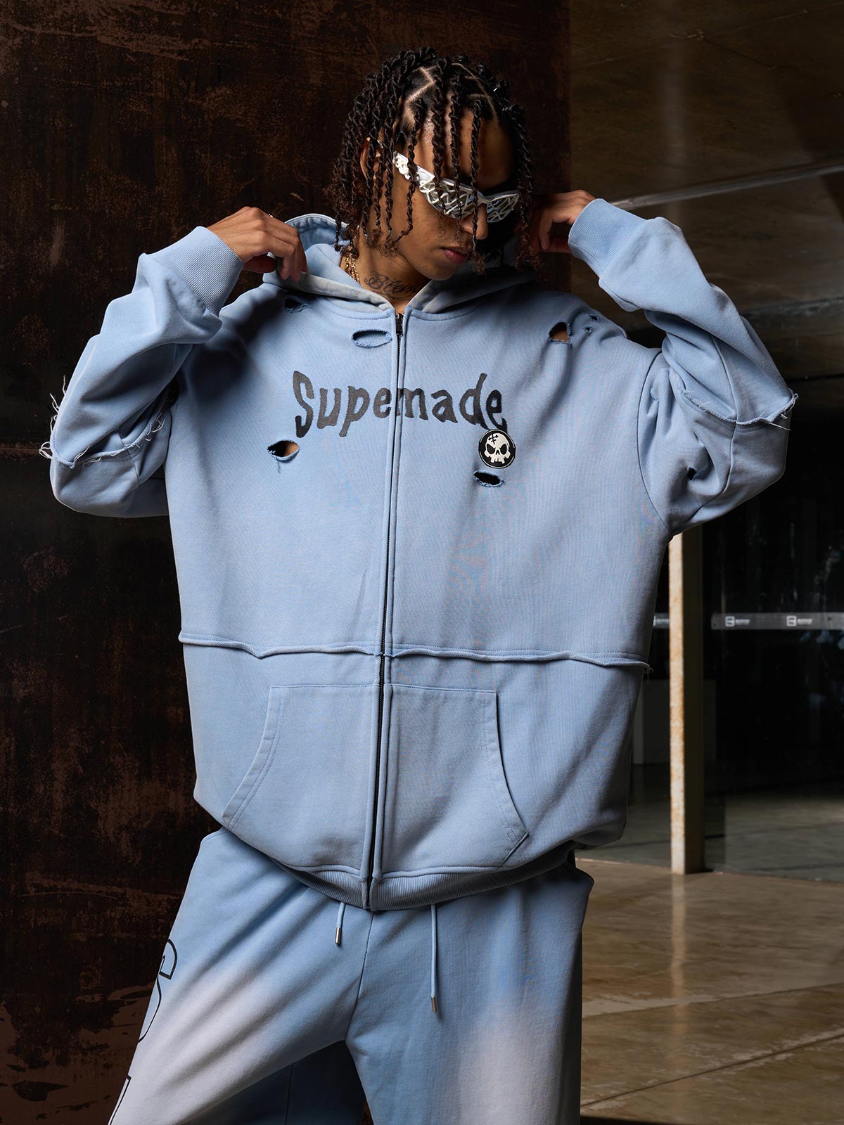 Original Washed Hooded Sweatshirt Suit 
