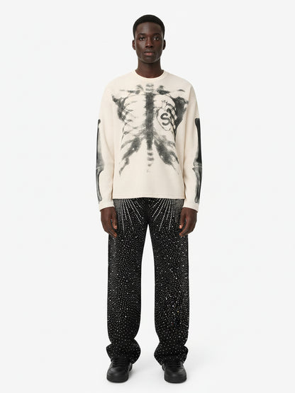 Sweat-shirt gaufré à motif squelette-2495