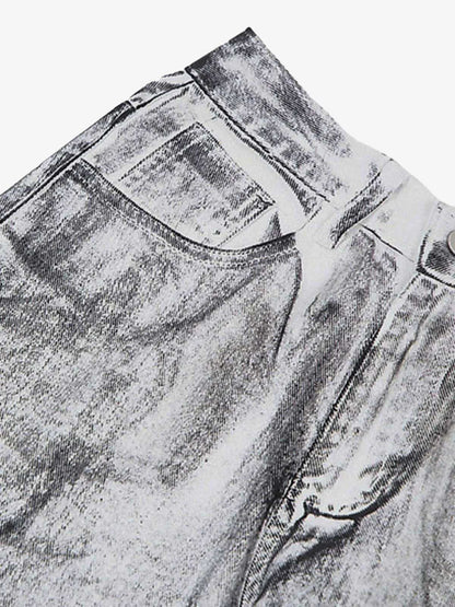 Wasteland Style Niche Design Dirty White Loose Jeans - 2114 