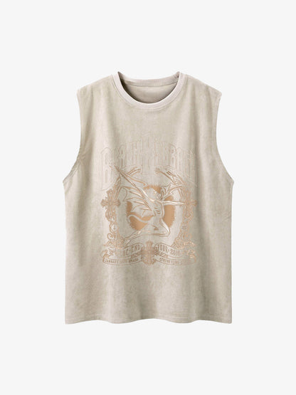 Thesupermade Printed Crew Neck Casual Vest 