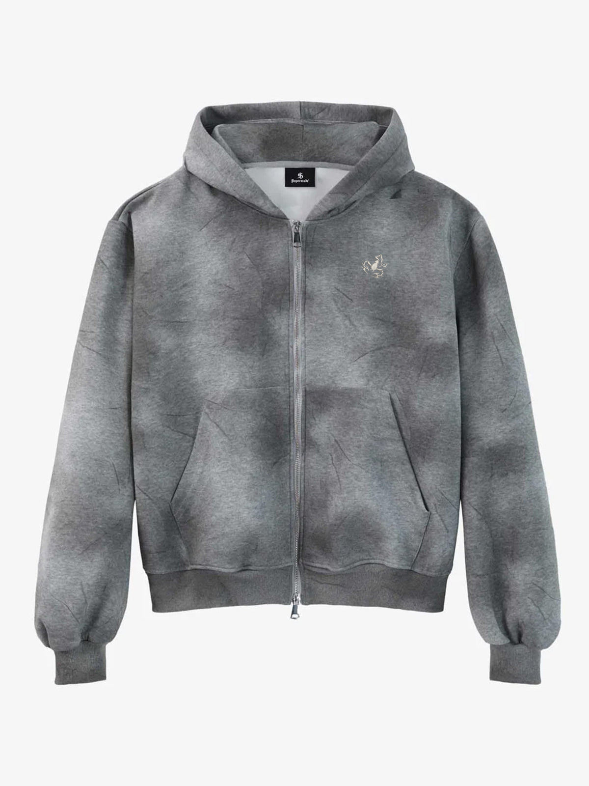 Vintage Washed Tie-Dye Zip Up Hoodie & Barrel Sweatpants Tracksuit 