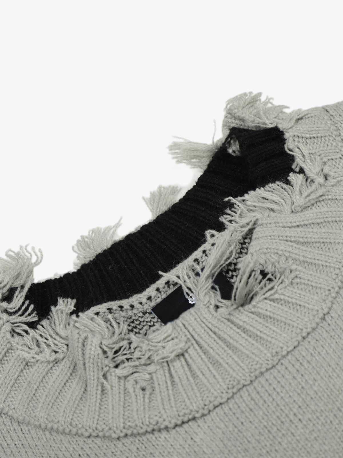 Distressed Photo Patch Oversized Knit Sweater