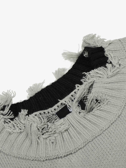 Distressed Photo Patch Oversized Knit Sweater