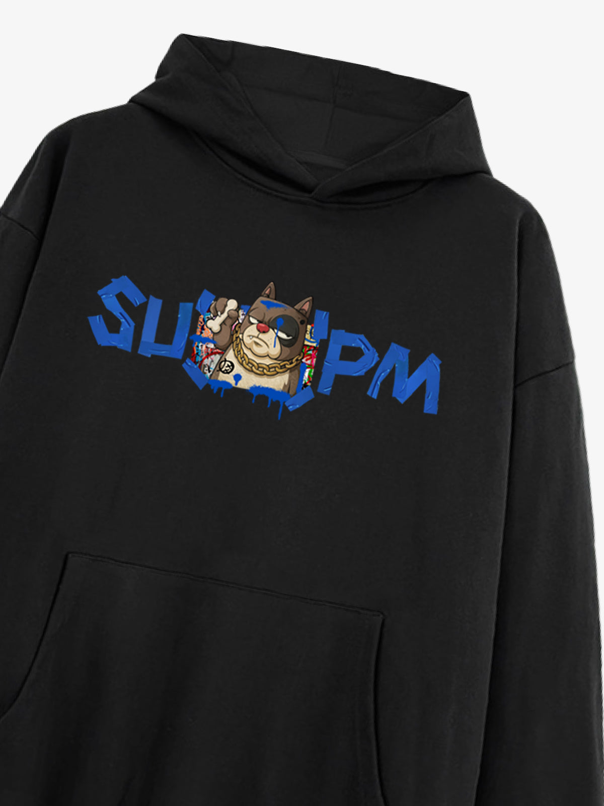 SUPM Cartoon Gold Chain Dog Head Pattern T-shirt 